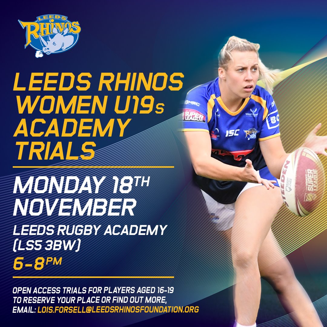 ?On Monday 18th November we will be holding trials for our Leeds Rhinos ...
