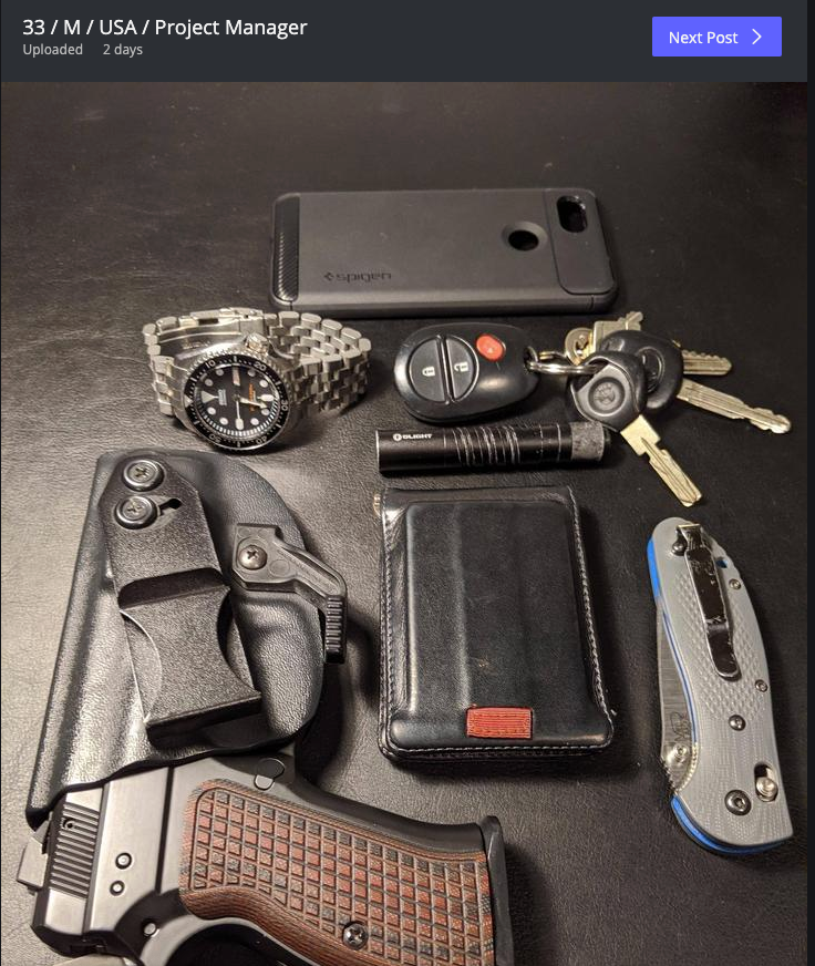 sombrero_dog's tweet photo. Every day carry is my favourite subreddit because it's all schlubby IT guys who pack a glock and a flip knife to go work in a server room for 9 hours. https://t.co/H5Zvv4T3Zf