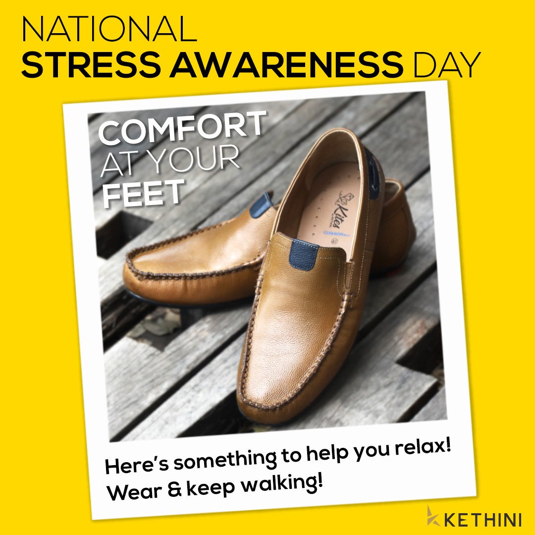 KethiniWorld's tweet photo. National Stress Awareness Day,
Here’s something to help you relax!
Wear &amp; Keep Walking!
 #stressawarenessday #stress #Shoestagram #Shoedrobe #ShoesForMen #shoes #lifestylebloggers #lifestyleinfluencers #fashionbloggers #comfortshoes #shoestore #chennaites #nungambakkam #Chennai https://t.co/9CrjcZkX21