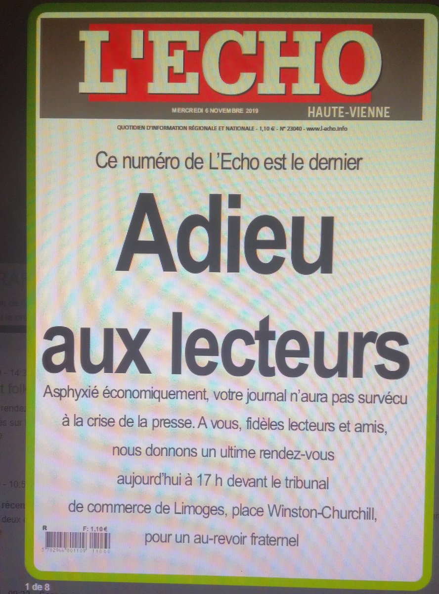 C'était devenu une exception sur la carte de France de la presse quotidienne. Une voix antilibérale au milieu d'un paysage médiatique de plus en plus concentré. Le journal né dans la Résistance limousine est mort ce matin. Pensée aux consœurs, confrères, lectrices et lecteurs.