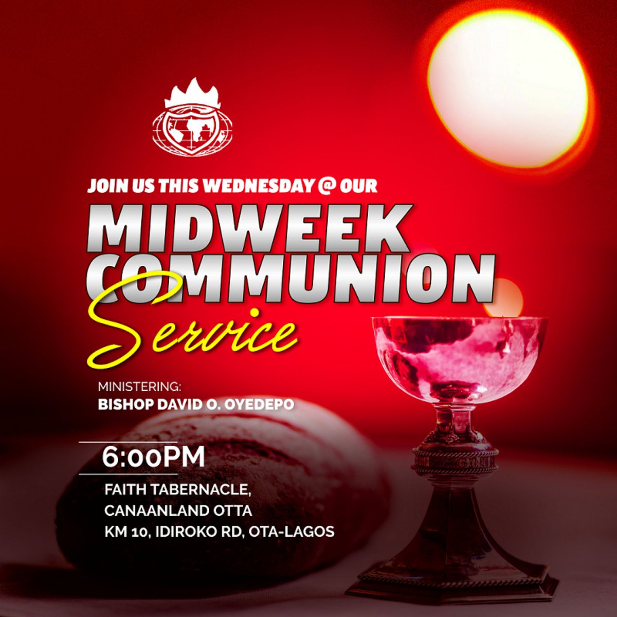 ft_canaanland's tweet photo. There's more than enough time for God to enforce your dominion this year. Join us this evening for Day 1 of our three days Spiritual Week of Emphasis. 
Time remains 6pm.
Venue: any of our viewing centers across Lagos and Ota or online @ https://t.co/TPeiyps8pY
#WedService https://t.co/2T2dTvnQbg