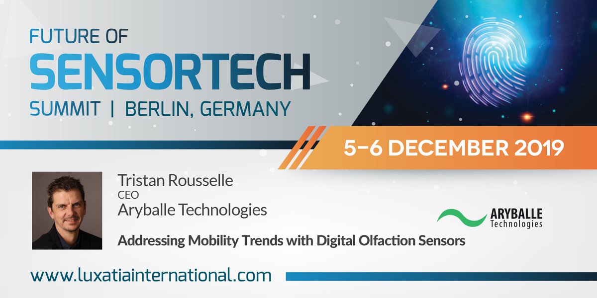Luxatia_intl's tweet image. We are pleased to announce Tristan Rousselle from @aryballe as a keynote speaker during the Future of SensorTech Summit. Join global executives to learn about the latest trends and challenges around #sensorytechnology. Learn more 👉bit.ly/future-of-sens… #SensorTech2019