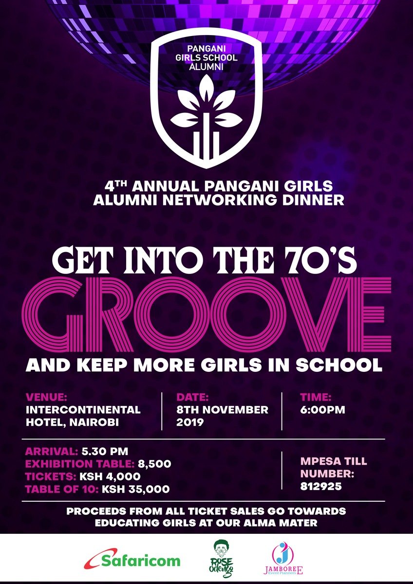 pangoalumni's tweet photo. 2. DAYS. TO. GO!!! 400 girls' education will be guaranteed with your support and donation at the #PangoAlumniDinner Grab your friends and tickets today! Come clad in whatever makes you feel great! #PayItForward #GetInTheGroove @SafaricomPLC @CocaColaAfrica @ICNairobi @MarkMasai https://t.co/xNOMoJJUs2