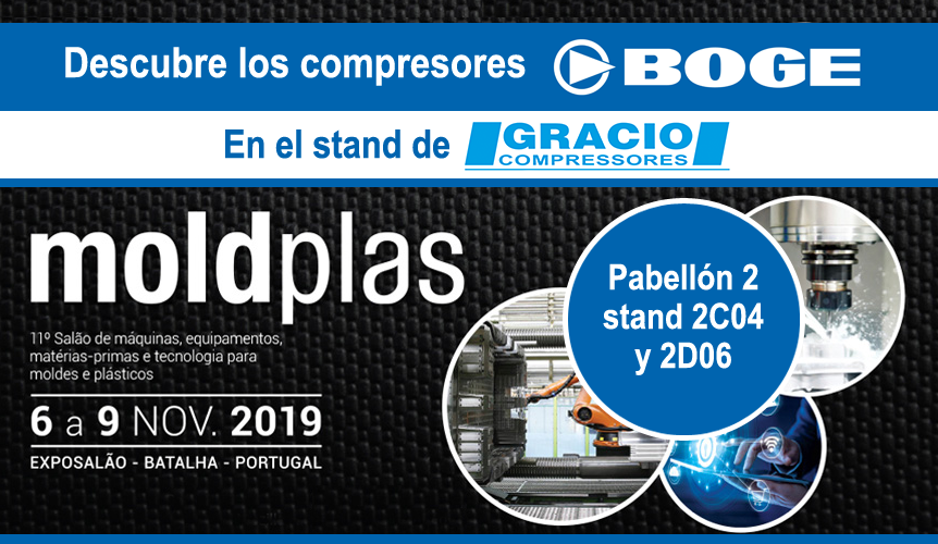 bogecompresores's tweet photo. Hoy comienza #MoldPlas 2019
¡No te pierdas la tecnología de #Boge en el stand de Grácio & Filhos, Lda! Te esperamos hasta el sábado en @Exposalao
➡️Pabellón 2, Stand 2C04 y 2D06
https://t.co/q4nVClGftC #airecomprimido https://t.co/MlsiecdUOw