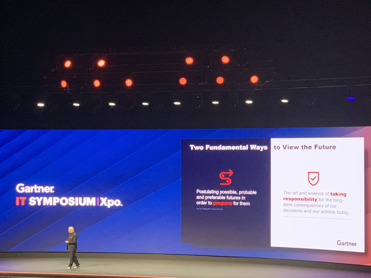 A pithy take on future visioning: “the art and science of taking responsibility for the long term consequences of our actions today” #GartnerSYM <a href="/NTT_DATA_UK/">NTT DATA UK</a>