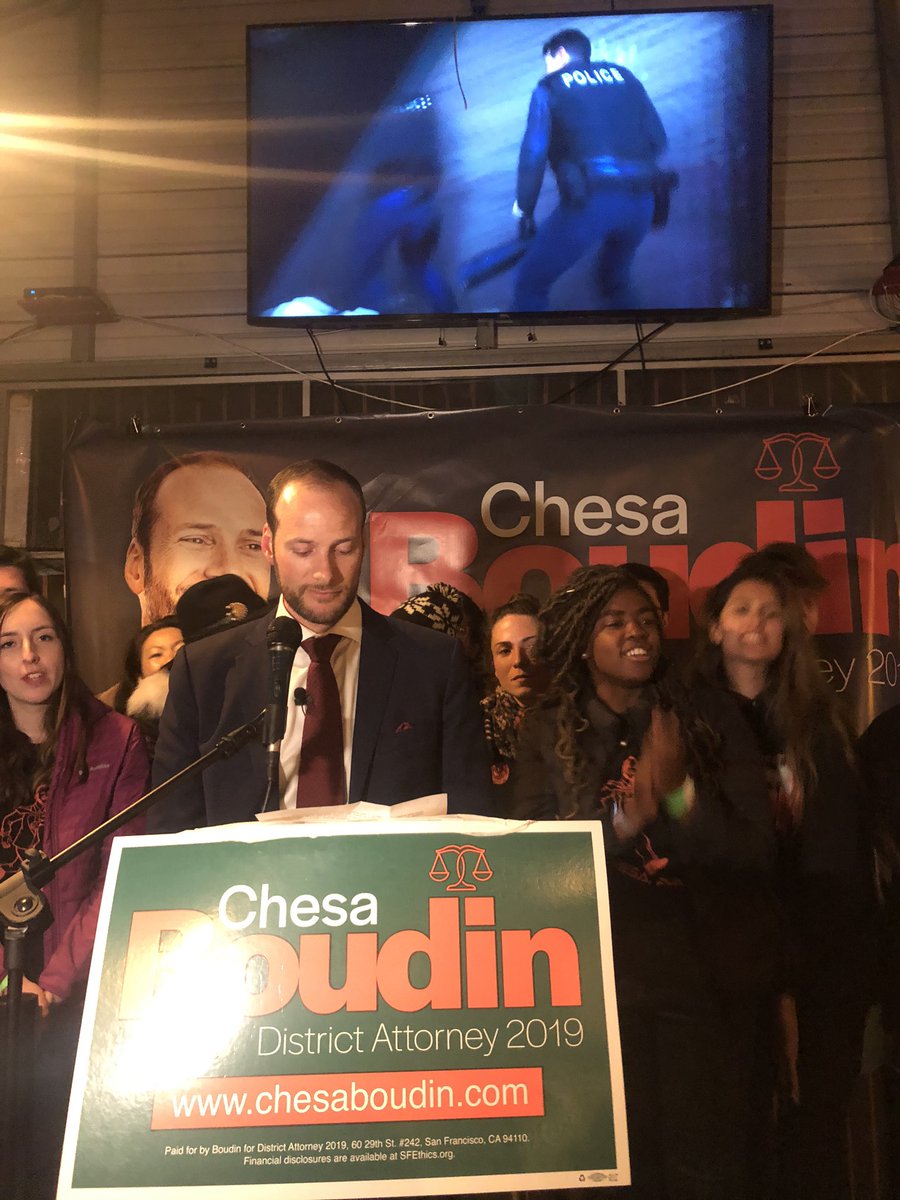 Chesa Boudin speaking as Chicago PD plays on TV after KRON 4 News ended. He go on Thursday to visit his father in prison