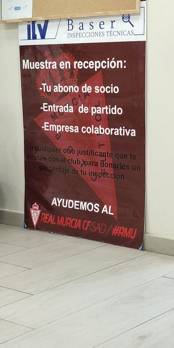 raul_perello's tweet photo. Pasando la ITV en @BaserItv. Trato agradable, sin colas, te invitan a un café y, lo más importante para los murcianistas, un porcentaje del dinero que pagas va al @realmurciacfsad #EmpresasGranas https://t.co/mbgH3K4IY1