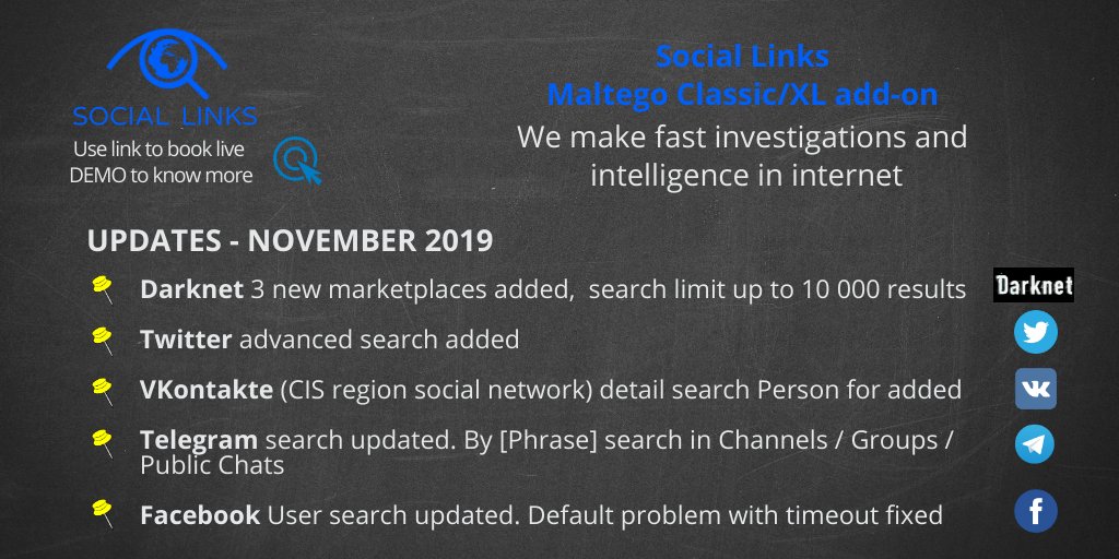 _SocialLinks_'s tweet image. Check out the latest updates for searching in Darknet, Telegram, Vkontakte, Twitter, Facebook. Social Links changes and release updates can be found in our blog here bit.ly/32hNCiZ. To know more please book live Demo bit.ly/2NKtQaF