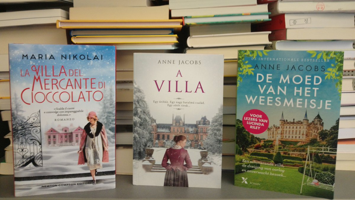randomrights_de's tweet photo. NEWLY ARRIVED #booksintranslation🇭🇺 🇮🇹🇳🇱
#AnneJacobs: Die #Tuchvilla (Central Könyvek, Hungary)
& Die Töchter der Tuchvilla (@XanderUitgevers, The Netherlands)
@NikolaiMaria: Die #Schokoladenvilla (@NewtonCompton, Italy)
#booksconnect #mansion #literature #villa #bestseller https://t.co/Jun3tC4gVL