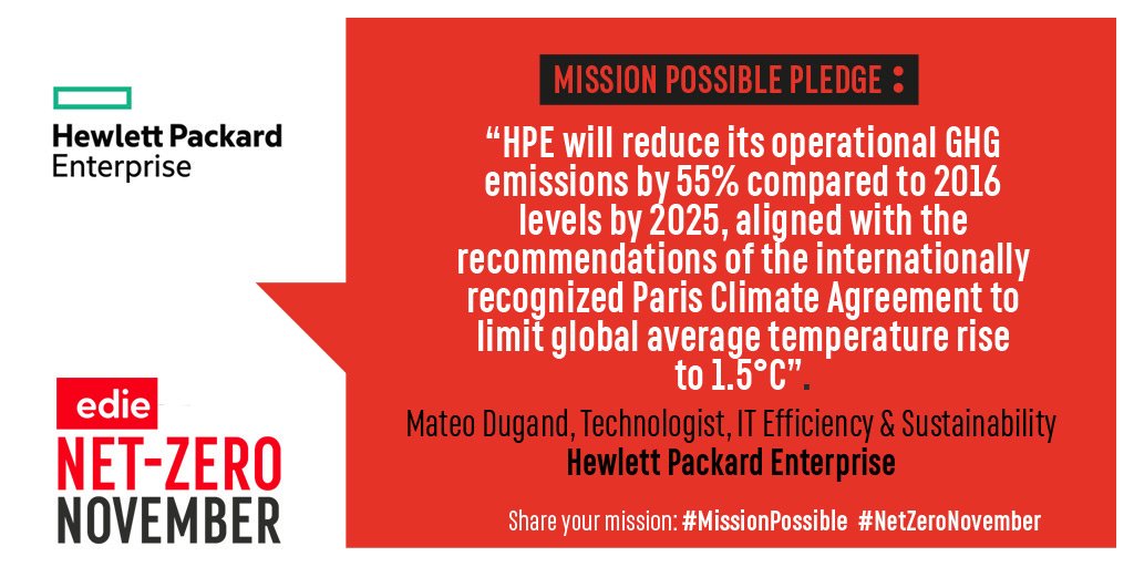 edie's tweet photo. A big thank you to @HPE for creating a new #MissionPossible pledge for #NetZeroNovember - details here: https://t.co/FpbpEqsmLf https://t.co/kCm8rzp1oA