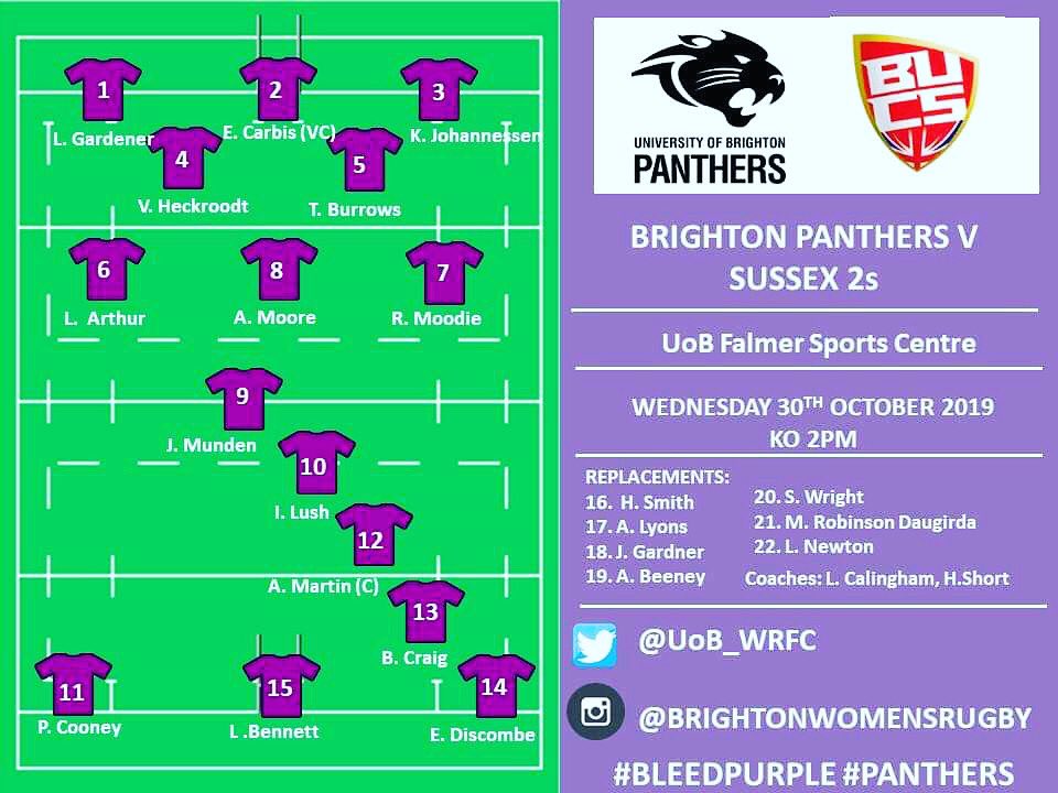 ITS GAME DAY!!
Here is how we line up against our neighbours Sussex 2s 💜🐾