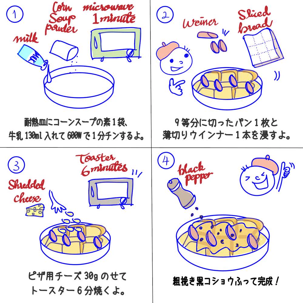 朝食にすごく良いかも！「コーンクリームで濃厚パングラタン」のレシピ！