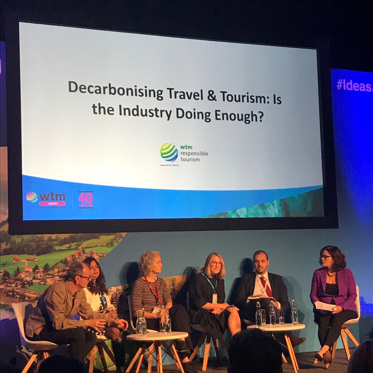 Key debate taking place at #WTM_WRTD: is the industry doing enough to decarbonise travel &amp; tourism? TUI's Jane Ashton on the panel - all businesses can take steps to measure, manage and set targets.