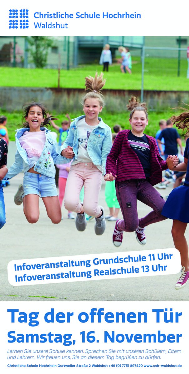 CSH_Waldshut's tweet photo. Am 16.11.2019 öffnen wir unsere Türen von 10.00 bis 15.00 Uhr ganz weit: herzliche Einladung! #tagderoffenentür #welcheschulefürmeinkind https://t.co/jv19BN396J