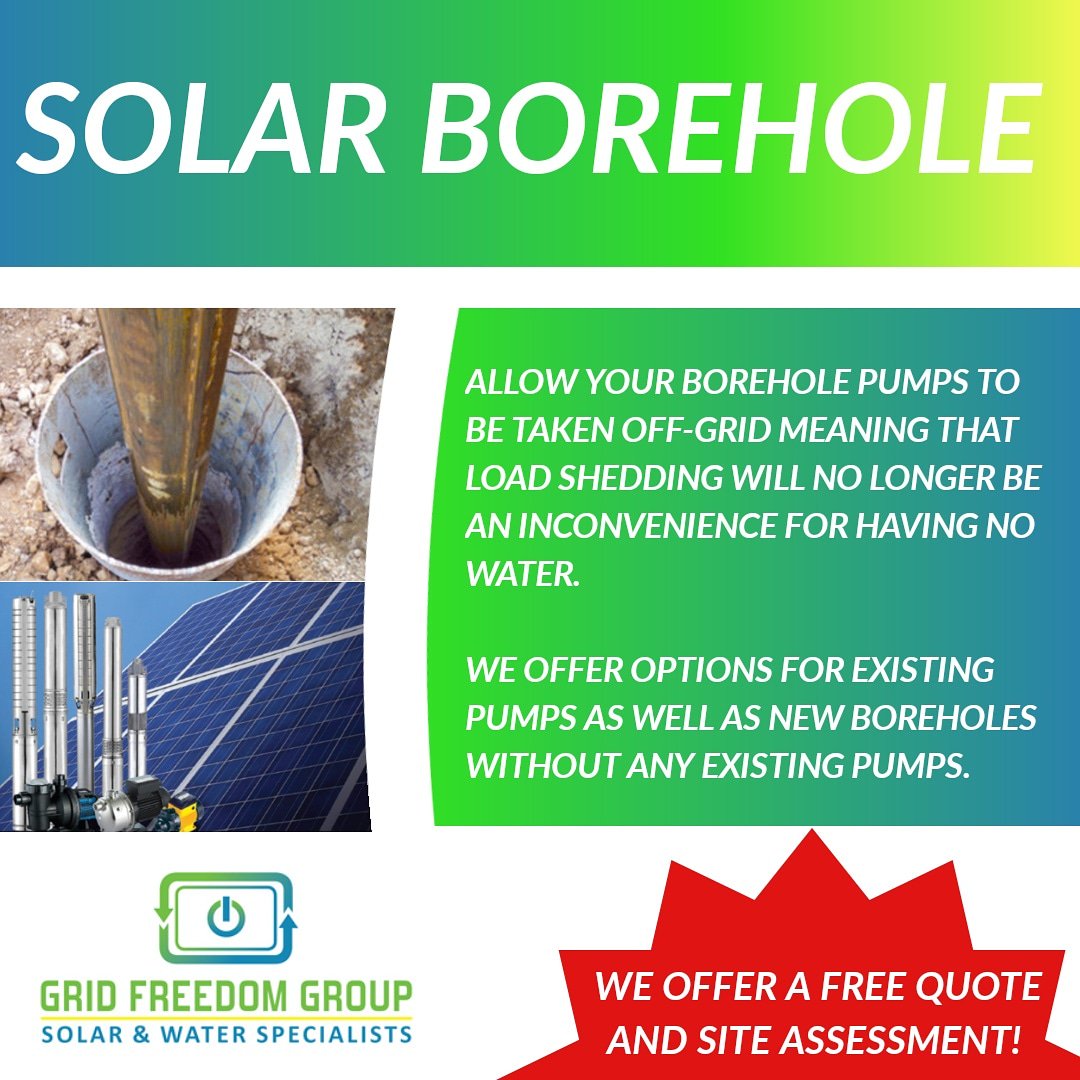 group_grid's tweet image. Solar boreholes have extremely low operating costs 💧
Is this something you're interested in or want to know more about? 💧

Contact us 
gridfreedomgroup.co.za 🌍
Sales@gridfreedom.co.za 💻
#solarboreholes #solarpumps #solar #solarcompany #rain #water #saving #renewableenergy