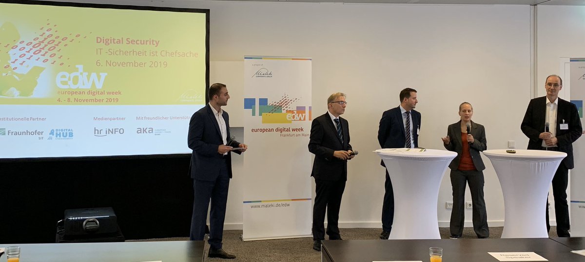 RDiBLN's tweet photo. IT-Sicherheit ist Chefsache. Den Reifegrad der Unternehmen und geeignetes Vorgehen in der #CyberSecurity diskutiert die „European Digital Week“ organisiert von @MalekiCorporate. https://t.co/7oYbGvKv4t