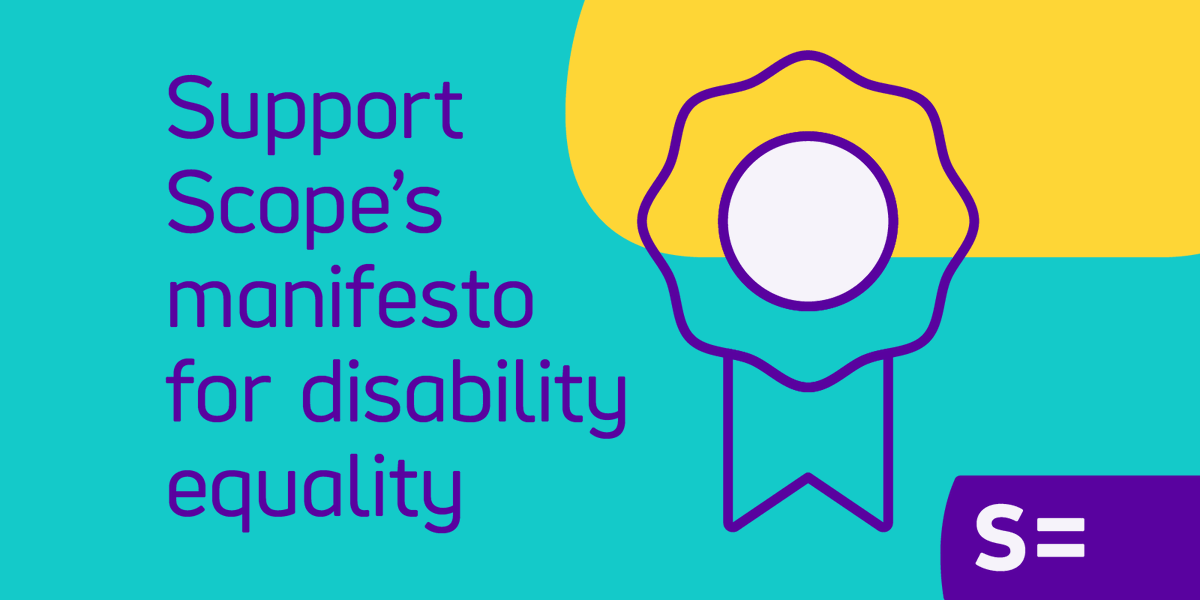 scope's tweet photo. As the #Brexit debate goes on, disabled people still face the same challenges that they did three years ago when the EU referendum took place.
We want disabled people to have a voice in the upcoming #GeneralElection.
Read and share our manifesto ➡️ https://t.co/qghSXfrNX6 https://t.co/m4JEHHj3M4