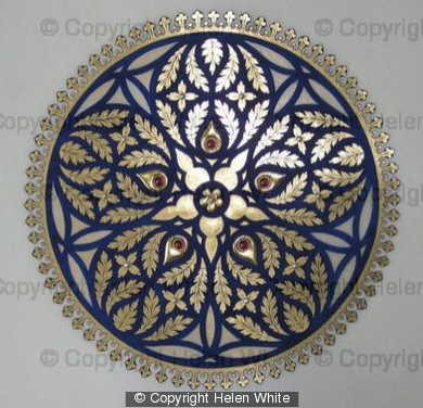 Very fitting that in the medieval surroundings of the Abbey Buildings for #ATCF19, professional artist Helen White uses traditional methods - often inspired by medieval designs - to create #goldleaf illuminations, #ceramic tiles, coasters and #jewellery - buff.ly/321FTGp