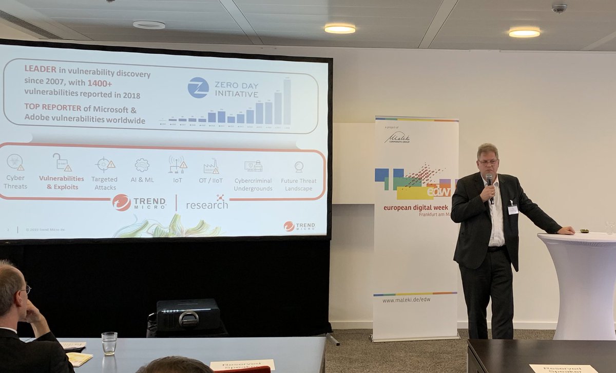 RDiBLN's tweet photo. #ZDI @TrendMicroRSRCH and #CyberSecurity - @TrendMicroDE auf der European Digital Week der @MalekiCorporate https://t.co/W3Wn83h2qO