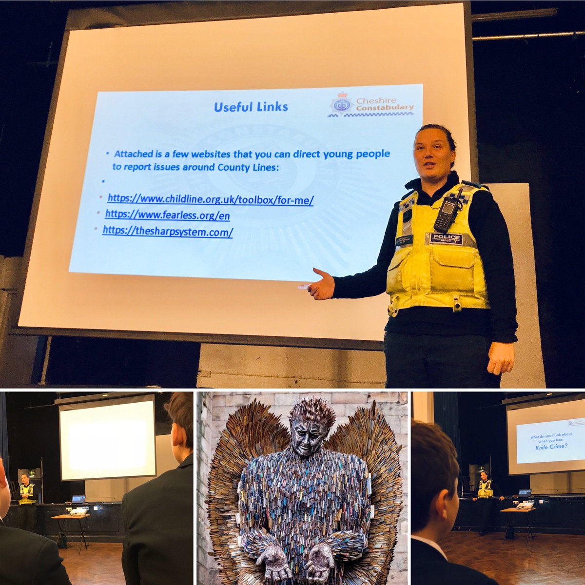 99% of young people aged 10-29 do not carry knives. Many thanks to PCSO Lauren Davies @HandbridgePkPol
for delivering a powerful message about #knifecrime in our assemblies this week #OperationSceptre
#safety #community #countylines #childline #dontbeavictim #lookoutforeachother