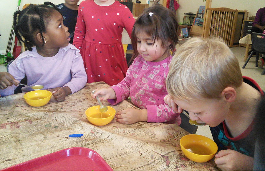 bbccleeds's tweet photo. Inspired by Halloween, Millipedes read A Pipkin of Pepper by @HelenCooperbook & decided to make pumpkin soup of their own just like in the book! They bought ingredients from the market & made the soup from scratch. It was delicious! @LeedsYOR #leedslovesreading #feedtheread https://t.co/c9HecOceVV