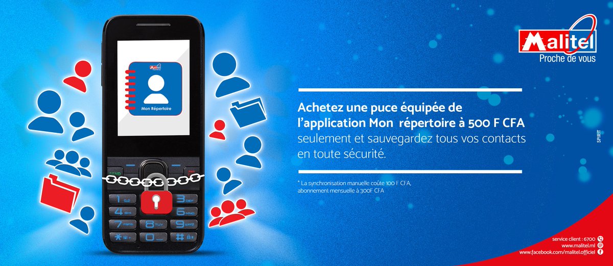 MoovAfrica_ml's tweet photo. 📢 Achetez une puce équipée de l'application 🚨Mon répertoire 🚨 à 500f cfa seulement et sauvegardez tous vos contacts en toute sécurité #MonRepertoire #Malitel #Douba #AwKelenTa https://t.co/vTvztVEhe5