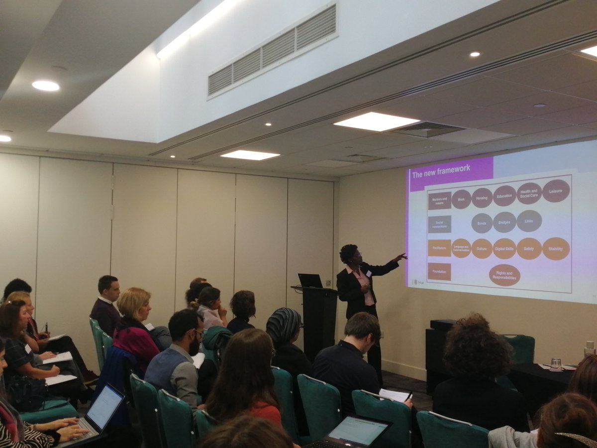 InsideGovt's tweet photo. Dr Carolyne Tah of @ukhomeoffice highlighting the importance of social capital when facilitating integration; it's about much more than good jobs
#IGIntegratedCommunities #IndicatorsOfIntegration https://t.co/2pzJBiEW4p