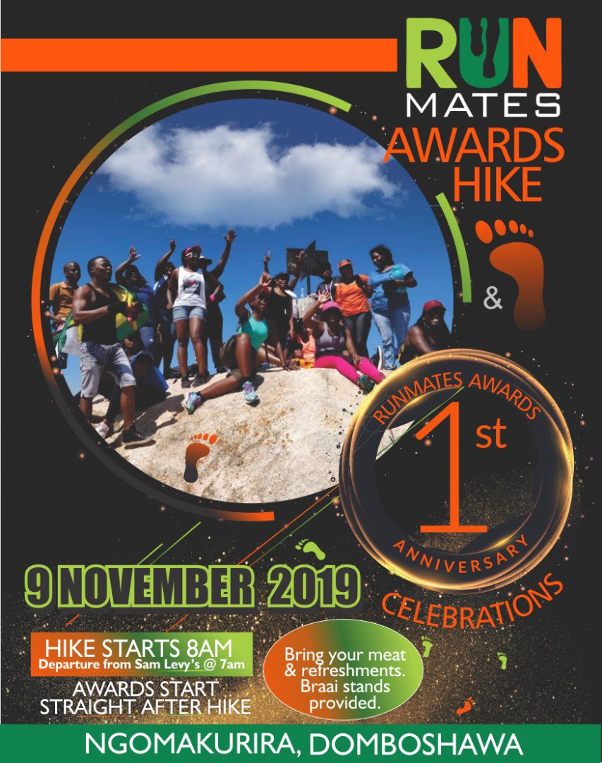 RunmatesClub's tweet photo. Sometimes we take time off running 🏃‍♀️ and we go unwind! Happening this Saturday, Ngomakurira hike were it all began 1 year ago 😊 Who is excited? #Runmates #OneYearAnniversary https://t.co/Q2jEzWKTSX