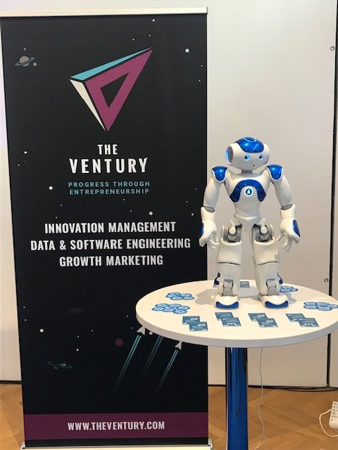 TheVentury's tweet image. Are you attending the IBM Think Summit in Vienna? You will find us at booth 51! Come talk to us or our robot to find out more about our venture @botbase_tech! #thinkvienna #ibmthinksummit #NAO