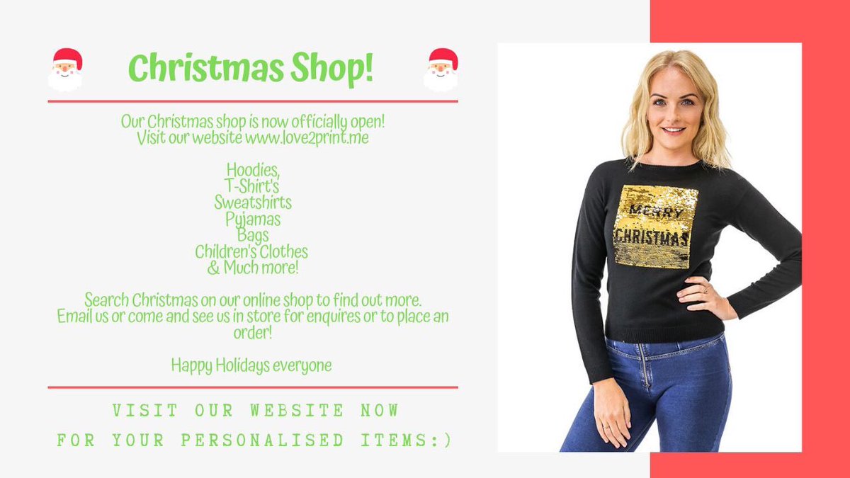 Our Christmas shop is now open!

Here at Love2print we have a huge range of clothing, costumes, gifts and much more to help you celebrate this festive season ☃️

Visit our website linked in our bio and search “Christmas” for more information, Happy Holidays everyone!