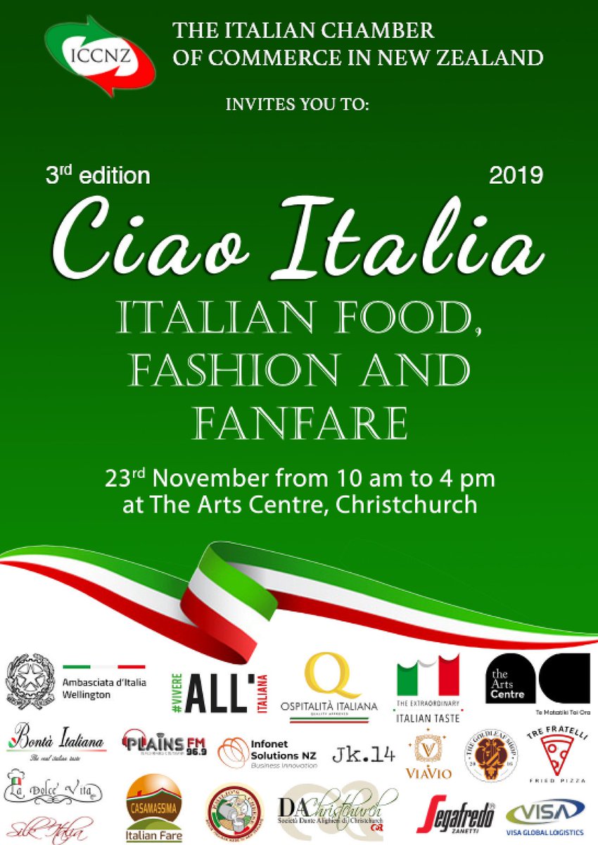 Do you love Italy? Come to 'Ciao Italia' in Christchurch on November 23rd! Some stands are still available, hurry up! ;) #italy #newzealand #italian #italianchamberofcommerceinnewzealand #ciaoitalia2019 #christchurch #standsavailable #hurryup #dontmissit