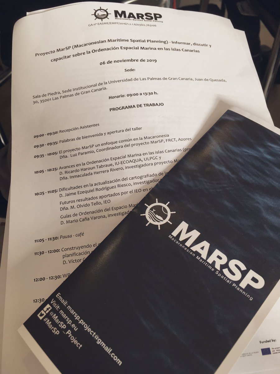 @MarSP_Project today is in #Canaries presenting #MaritimeSpatialPlanning in the Macaronesia region

🐠🛳 ⛴🚤🎣🏖🇪🇸🇵🇹 #MSP #MSPglobal