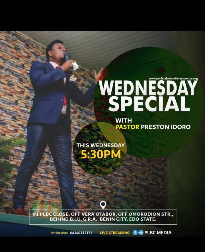 DrEtinosa's tweet photo. Join Pastor Preston @AnointedPreston and #PLBC later this evening for an amazing and glorious Midweek service.  You can worship in any of our centres #PLBCLag #PLBCPH #PLBCTvRd. You can also connect online in Facebook via #PLBCMedia. Dont come alone, invite someone. https://t.co/QpPAvD33fx