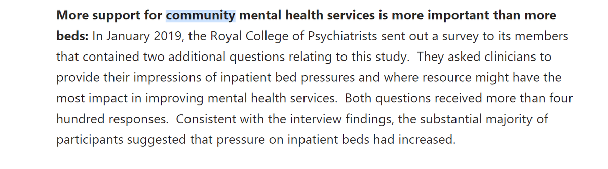Rebeccasmt's tweet photo. Report from @rcpsych published today is worth a read. As well as addressing bed shortages I think clear from the data community provision needs to be addressed. Telling graph of  severity of patient's illness upon discharge and admission. (1/2) https://t.co/KwMC2KwVwR