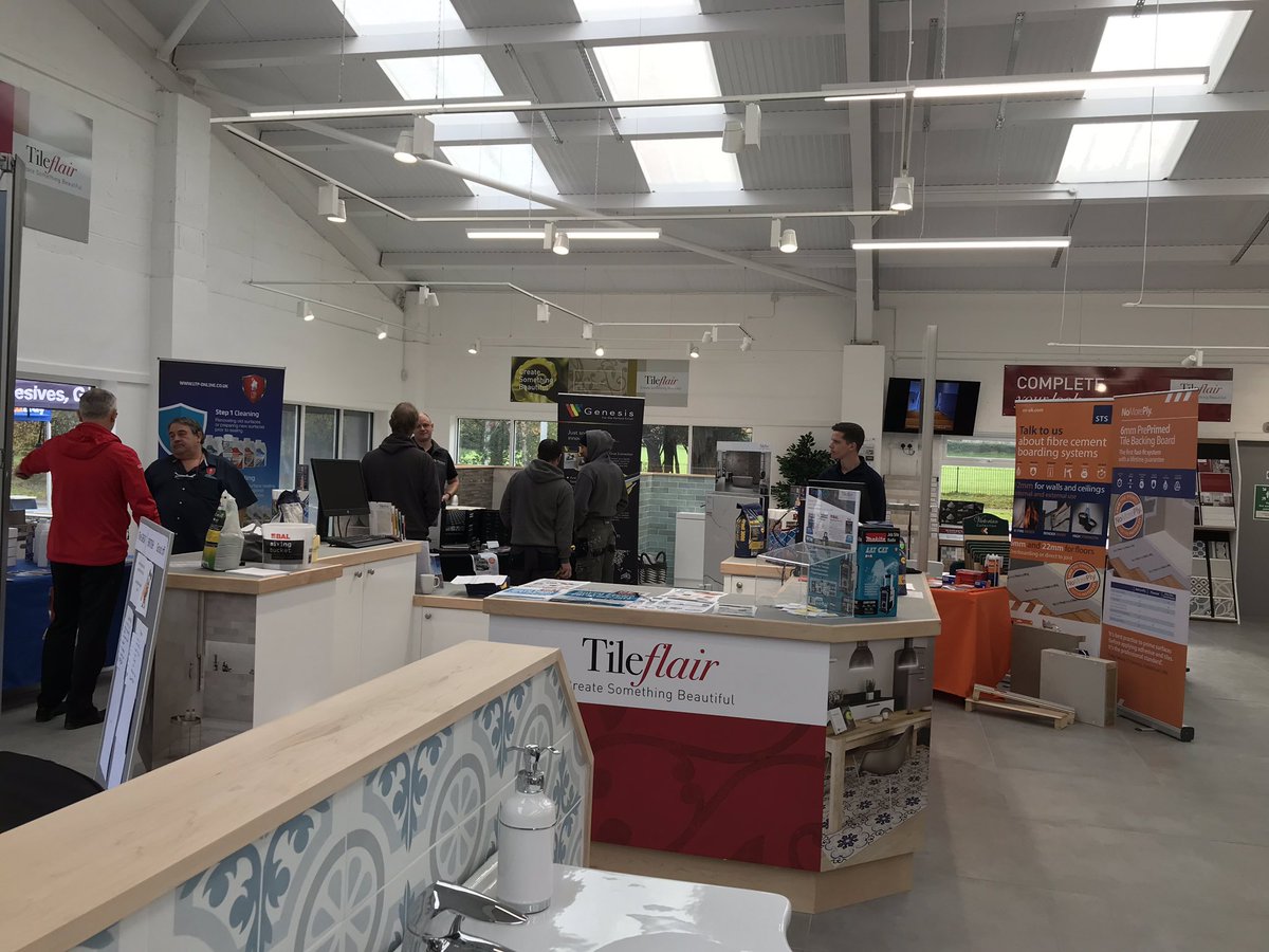 Lots of tilers getting skilled up at Tileflair Yeovil Trade Event today <a href="/tilemasteradhes/">Tilemaster Adhesives</a> #tilers #training #skills #Yeovil