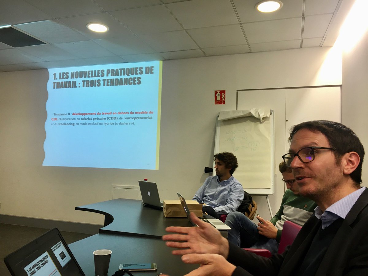 AlbaneGrandazzi's tweet image. « On est pas du tout en France dans une société de free-lancers, on est surtout dans une tendance de précarisation »:  #mythes sur les #travail #Futurofwork dans le cours Transformations du Travail @MBC_master128 @Paris_Dauphine par @fdevaujany @AuroreDandoy @collspaces