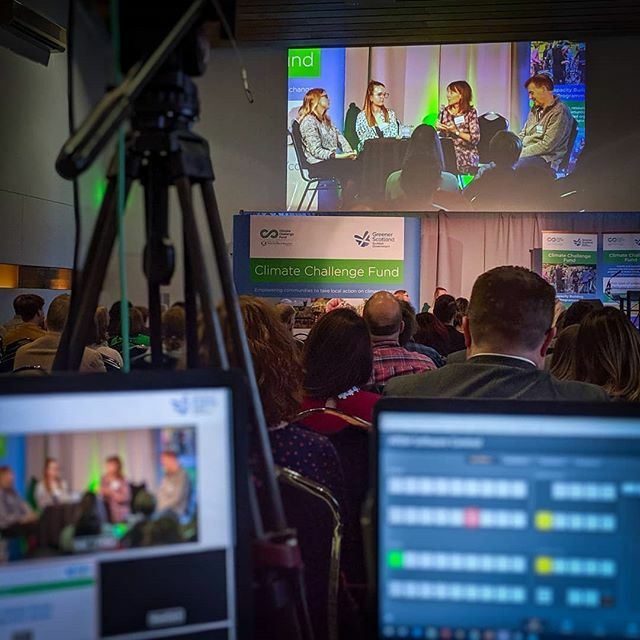 Great day live streaming the #ccfgathering conference at <a href="/dynamic_earth/">Michael Schertz</a>. For one of the sessions, we put our camera feed on the screen to help everyone in the packed room see the  contributions.