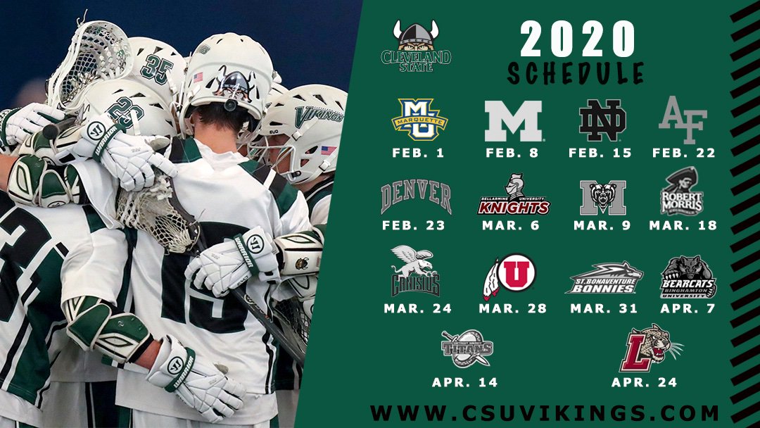 🥍 <a href="/CSUVikingsLax/">CSU Lacrosse</a> has announced its 2020 schedule, which for the 4th straight year features opponents from <a href="/theACC/">The ACC</a>, <a href="/bigten/">Big Ten Conference</a> &amp; <a href="/BIGEAST/">BIG EAST Conference</a>. The Vikings will also have exciting home matchups against Marquette &amp; Utah

SEASON 🎟️:
bit.ly/CSUTix

STORY:
bit.ly/32ogKoX