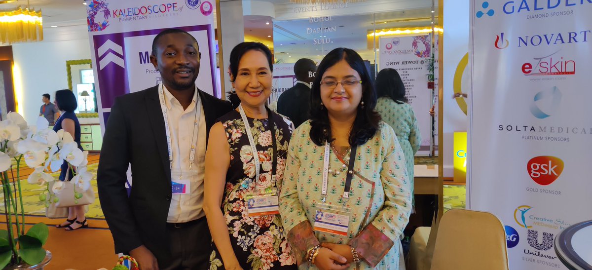 Dr. Gboyega Olarinoye ( Nigeria), Dr. Evangeline Handog ( Philippines) and Dr. Rashmi Sarkar ( India) at the Philippines Dermatological Society- Promoting global dermatology and the the <a href="/WorldSkinDay/">World Skin Health Day (WSHD)</a> initiative by the International Society of Dermatology and the <a href="/ILDSDerm/">International League of Dermatological Societies</a>