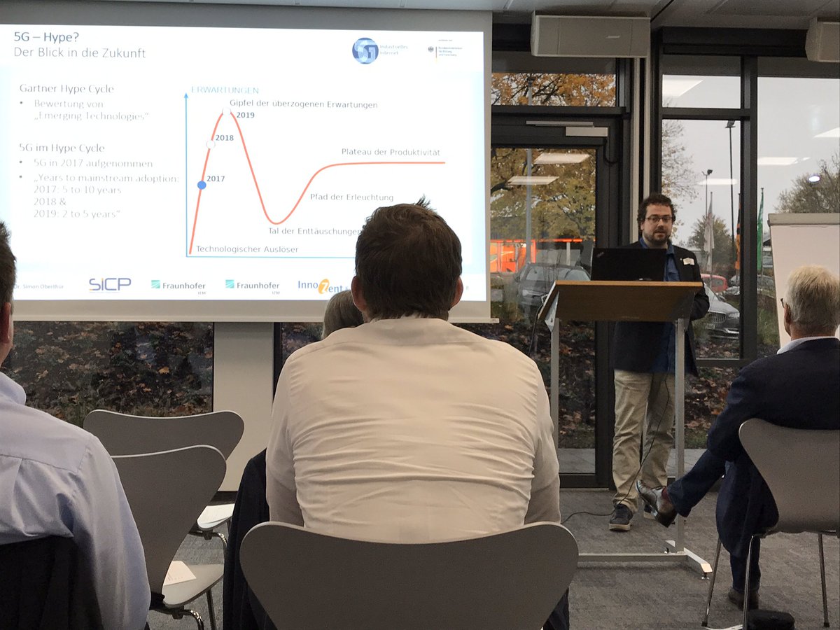 Dr. Simon Oberthür, Manager des Kompetenzbereichs Digital Security im #SICP spricht zum Thema #5G-Mobilfunk - mehr als ein #Performance-Update bei der Transferveranstaltung zur #BMBF 5G Begleitforschung bei @Weidmueller in Detmold #IP45G
