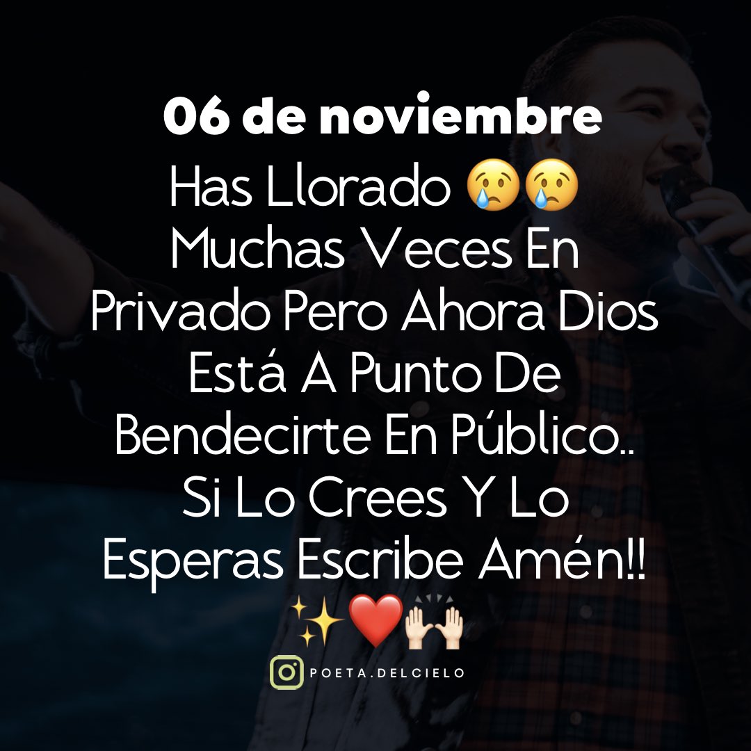 Poetadelciel0's tweet photo. RT

Has llorado 😢😢 muchas veces en privado pero ahora Dios está a punto de bendecirte en público.. Amén!! ✨❤️🙌🏾 https://t.co/orvomJERak
