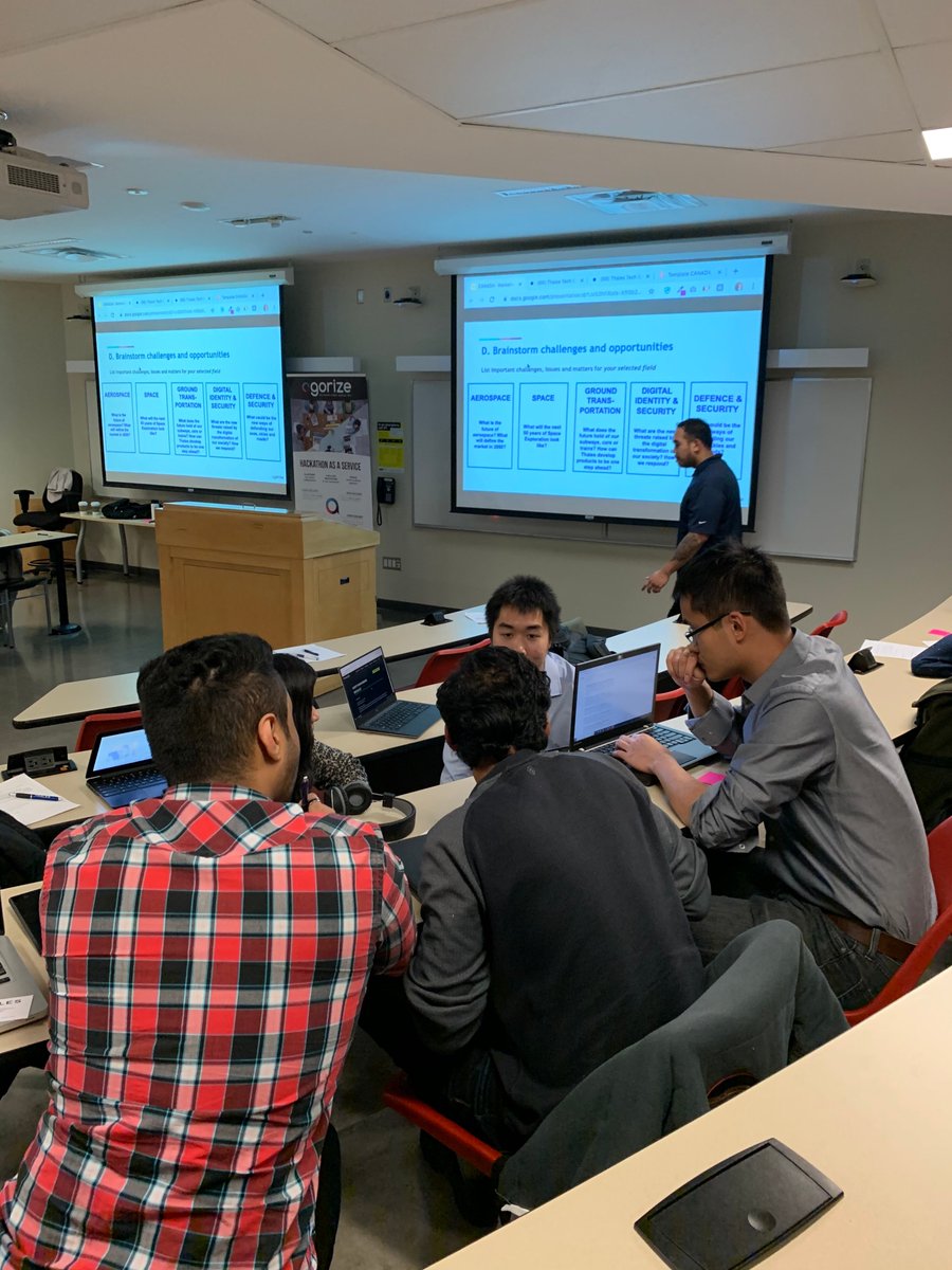 Students of <a href="/RyersonU/">Ryerson University</a> were very engaged yesterday during our design thinking workshop for the #ThalesTechChallenge with <a href="/ThalesCanada/">Thales Canada</a>! <a href="/ThalesAerospace/">Thales Aerospace</a> @thalesemploi @thalessecurity @TheRealRyersonU  <a href="/TedRogersBCH/">Ted Rogers Business Career Hub</a>