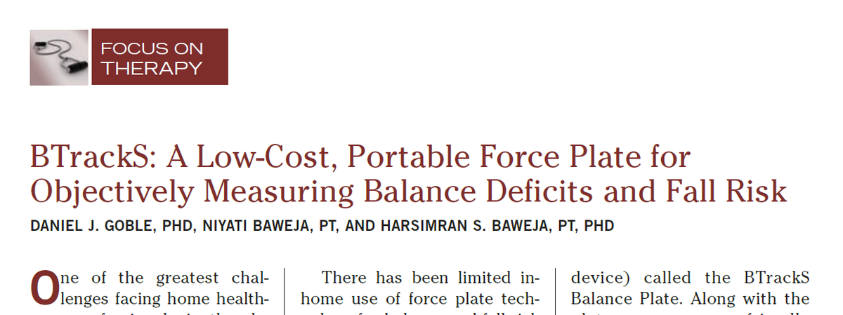 docgoble's tweet photo. New editorial outlining #portable, #affordable and #objective assessment of #FallRisk using the @BalanceTracking Assess Balance force plate system:

https://t.co/3eThmD3w06

Thanks to co-authors @MotoTherapist and Neyeti Baweja.

#BTrackS #HomeHealthcare #PhysicalTherapy https://t.co/JkX1XQg9Z1
