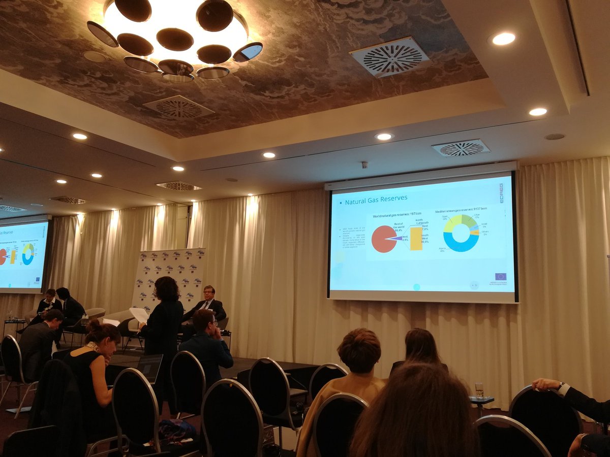 AMWAJAlliance's tweet photo. #MEDREGFORUM Houda Allal General Director #OME presenting the OME’s flagship publication, #MediterraneanEnergyPerspectives – 2018. The region accounts for 9% of global #naturalgas demand and holds 4.6% of the world’s proven #gasreserves. https://t.co/MzbILPrZ3a