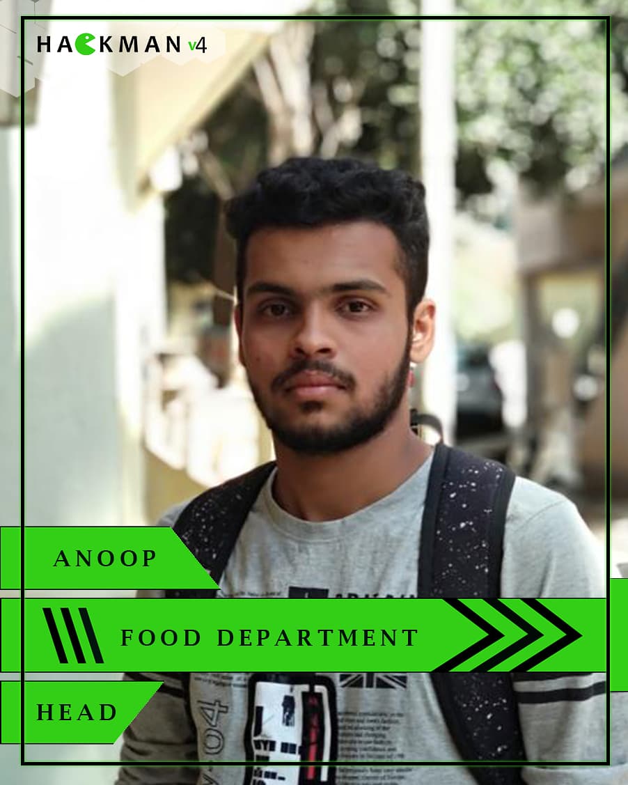 WeAreHackman's tweet photo. @Anoop72956313
Head - Food Department
.
.
#TeamHackman #dayanandasagarcollegeofengineering #hackathons #hackman #coder #coding #opentheme #24hrhackathon
#Hackmanv4 #food https://t.co/bO4uubTRQU