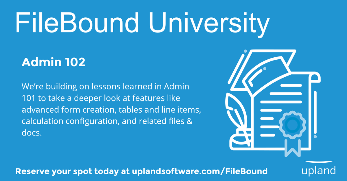 FileBound's tweet image. Don't miss #FileBoundU's next Admin 102  online session Nov 19 - 26. Build on your 101 knowledge and up your skills around advanced #forms creation, tables &amp;amp; line items, and more! bit.ly/2GSh1uC #Documentmanagement #Automation