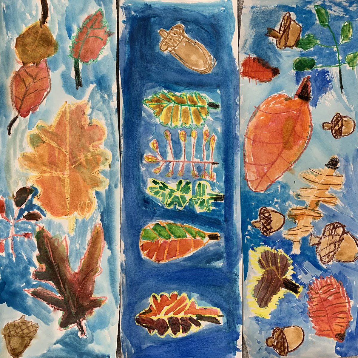 createwithkrass's tweet photo. Absolutely love these 1st &amp; 2nd grade FALL leaves! Students created using crayons, oil pastels and watercolors! 🍁@FCSchoolsGA @BrandywineES @CatherineKeyser @Jesbooth @DenMarkMakers #futuredenmarkartists #forsythfinearts https://t.co/QQ6wfANr7r