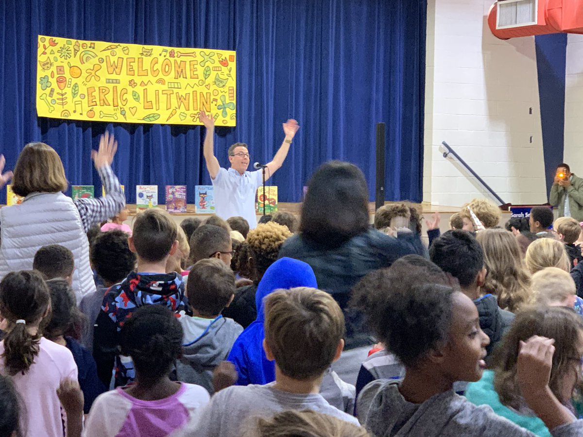 JenWinSaunders's tweet photo. We were groovin’ with @ericlitwinbooks this morning at @APS_SarahSmith Thank you for bringing books to life with your exciting and hilarious shared reading stories! #GroovyJoe #TheNuts #PetetheCat https://t.co/5gUAlUZSoJ