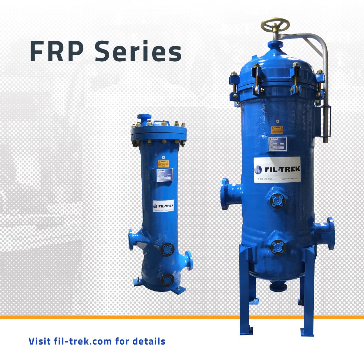 FilTrekCorp's tweet photo. Today were featuring our FRP Series cartridge filter housings. These fibreglass reinforced plastic housings are ideal for seawater or applications with a high chloride content. Visit our website to view full product details and download the datasheet. https://t.co/Y2S9xRQNnb https://t.co/KSc9QXxovA