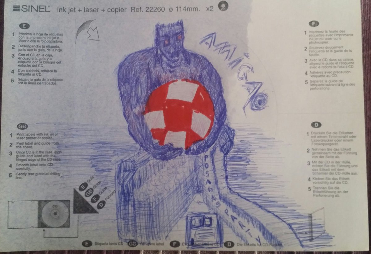 SpreadMan2k's tweet photo. Como no voy a imprimir en las viejas y estropeadas hojas de pegatinas para cds .. le dí otro uso más apropiado 😄 #Amiga #2020 #PosadasParty https://t.co/oa3gu5dfgS